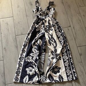 Floral Black and White Jumpsuit